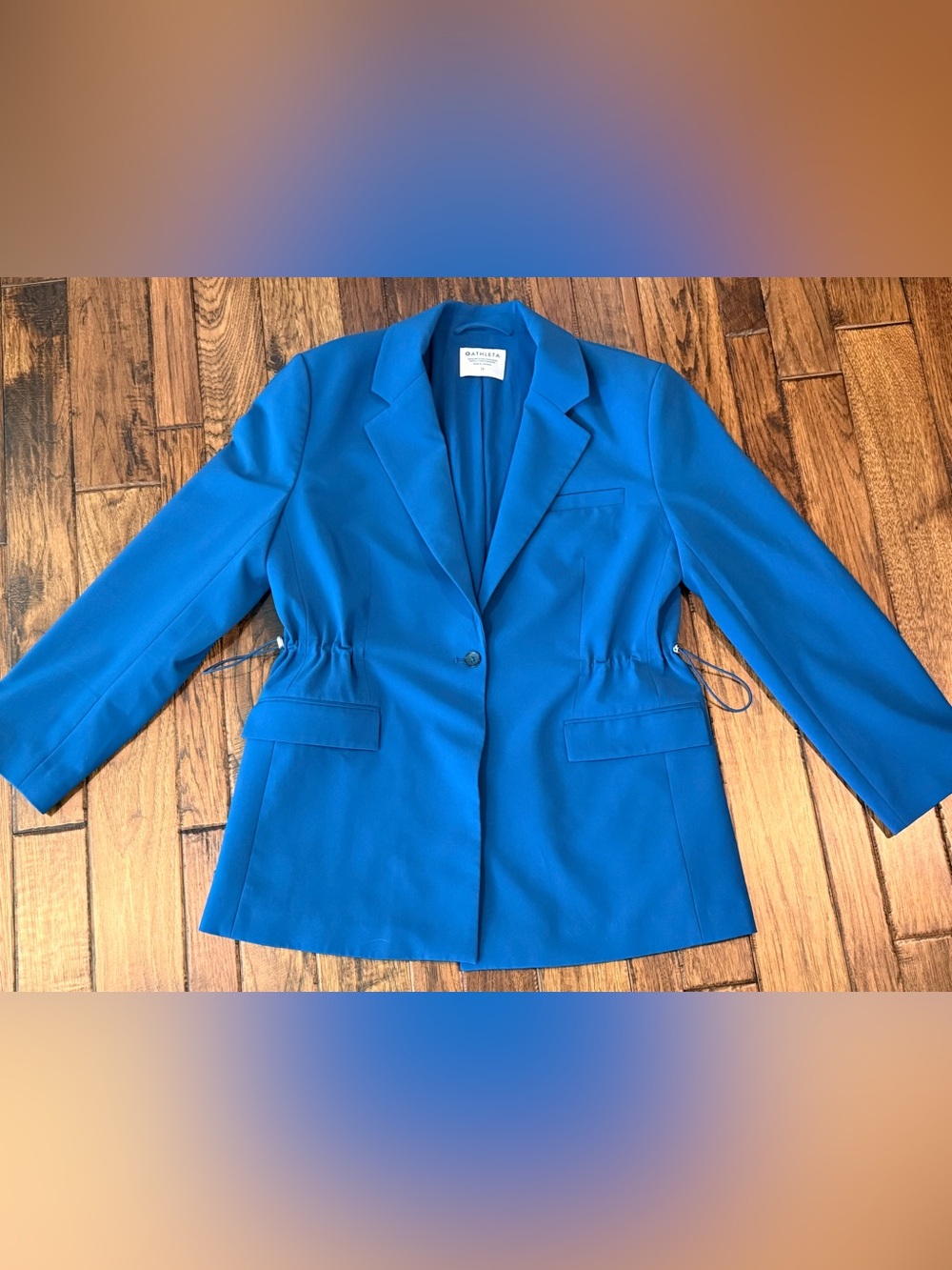 Athleta Blue Stretch Blazer Jacket Sz 10 Cinch Waist Travel EXCELLENT CONDITION - Picture 1 of 7